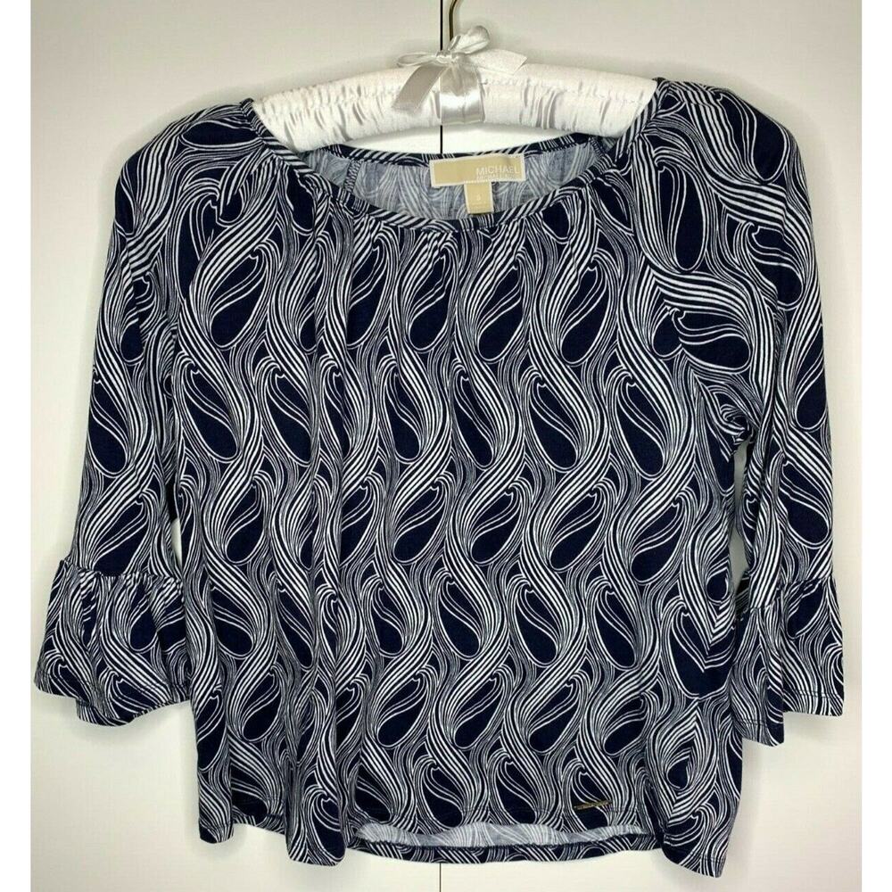 Michael Kors Blue White Striped Shirt Blouse Small